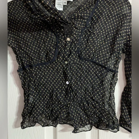 VTG Studio M 100% silk black/tan blouse, top with 3/4 sleeves - 0 - Picture 8 of 10